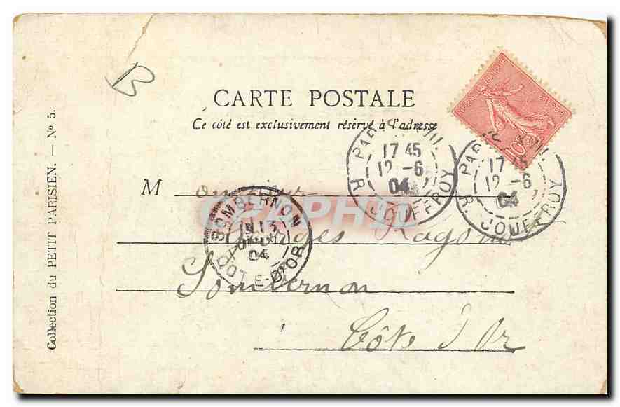 CPA Paris la Place de la Republique  — Verso
