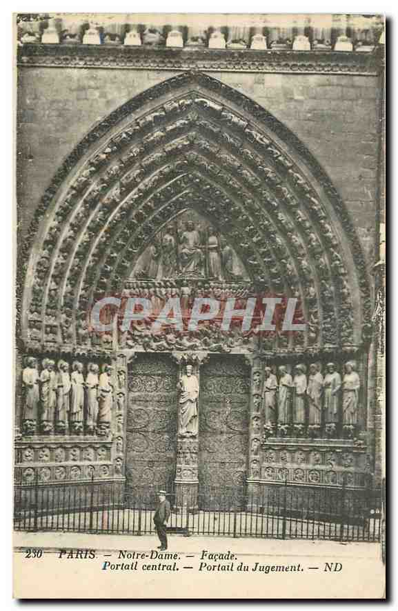 CPA Paris Notre Dame Facade Portail central Portail du Jugement 