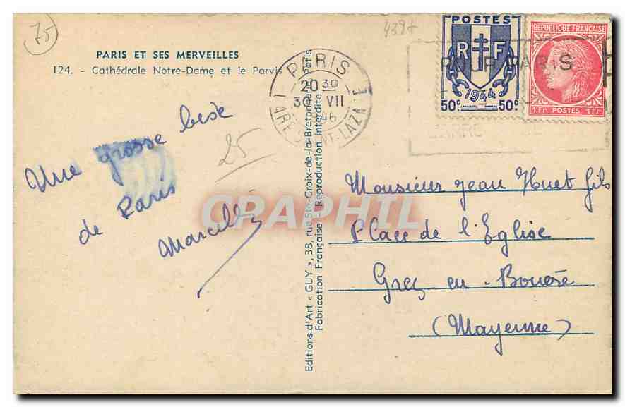 CPA Paris et ses Merveilles Cathedrale Notre Dame et le Parvis  — Verso