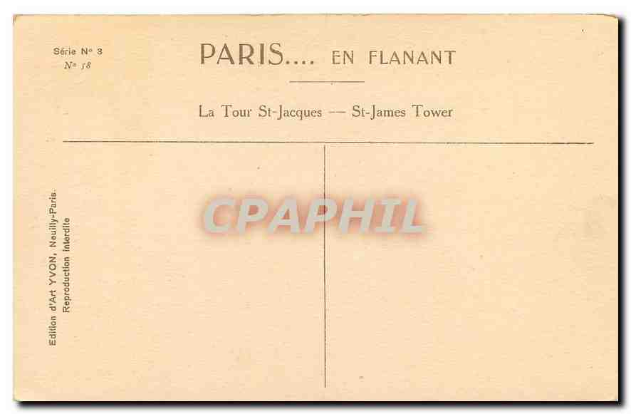 CPA Paris en Flanant la Tour St Jacuqes  — Verso