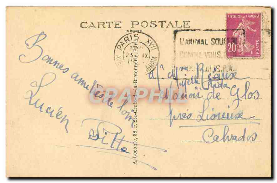 CPA Paris Carrefour Haussmann Italiens Lancel — Rückseite
