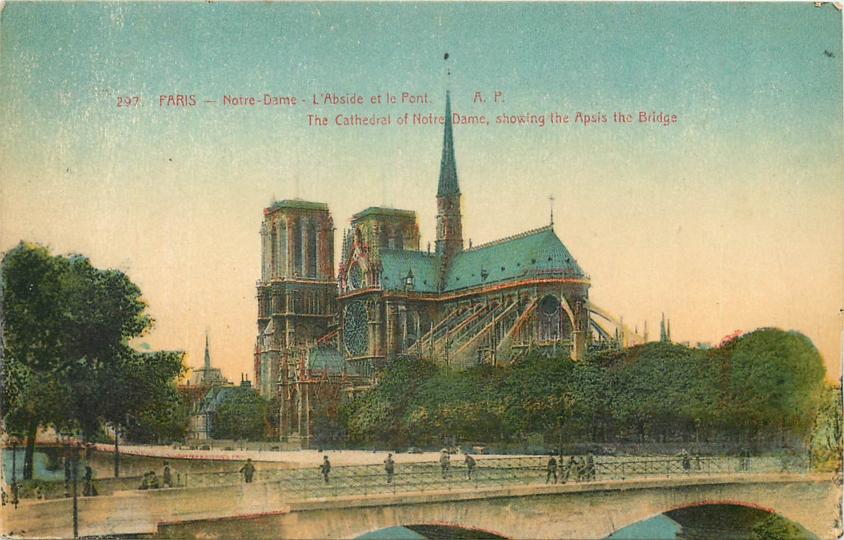 CPA Paris Notre Dame l'Abside et le Pont 