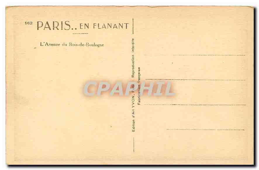 CPA Paris en Flanant l'Avenue du Bois de Boulogne  — Verso