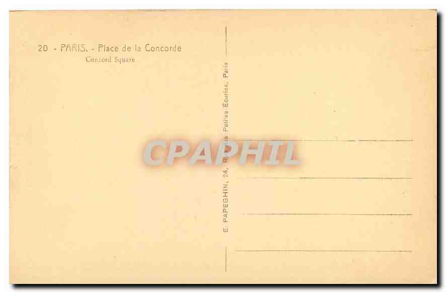 CPA Paris Place de la Concorde  — Rückseite