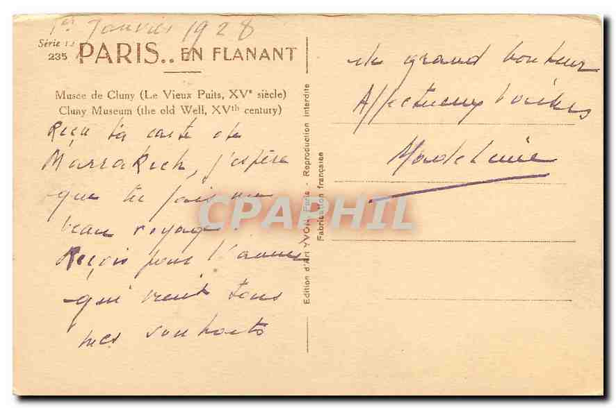 CPA Paris en Flanant Musee de Cluny le Vieux Puits XV siecle  — Rückseite