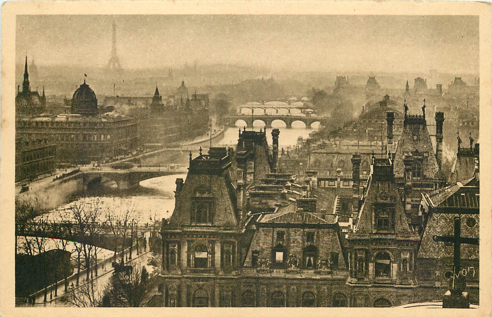 CPA Paris en Flanant vue panoramique de Paris Perspective des 7 Ponts 