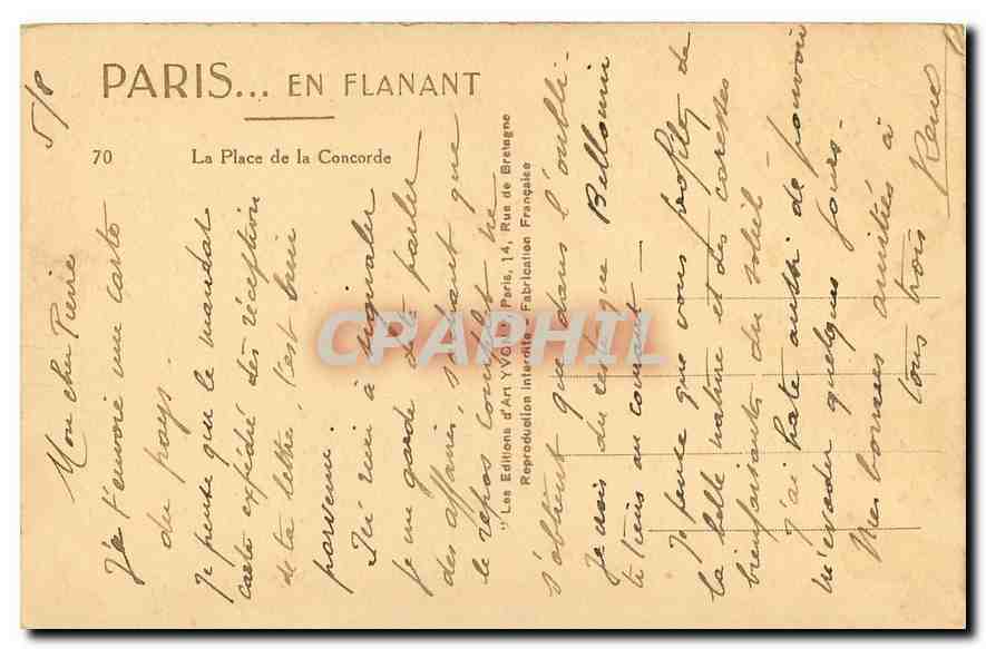 CPA Paris en Flanant la Place de la Concorde  — Rückseite