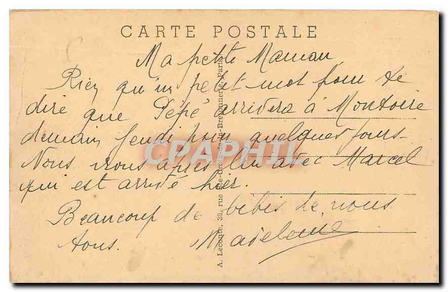 CPA Paris la Madeleine  — Verso