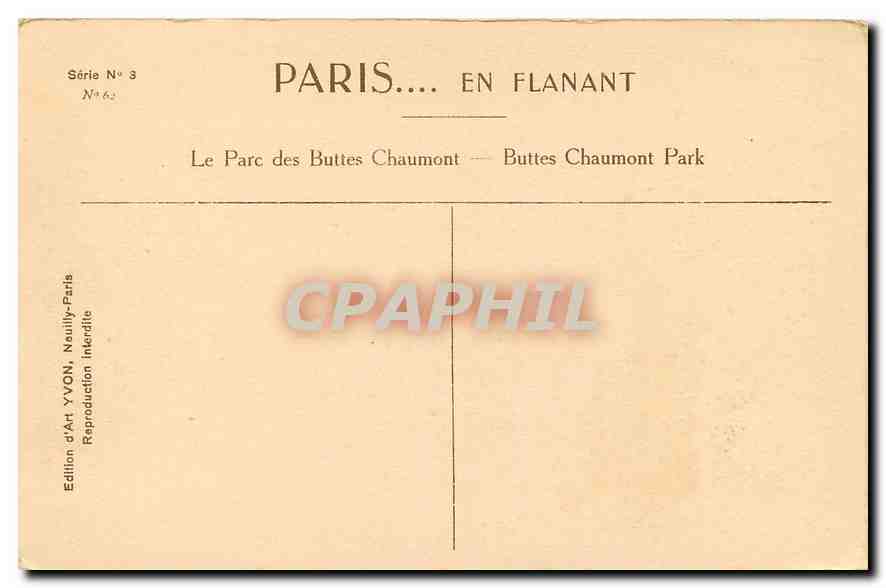 CPA Paris en Flanant le Parc des Buttes Chaumont  — Rückseite