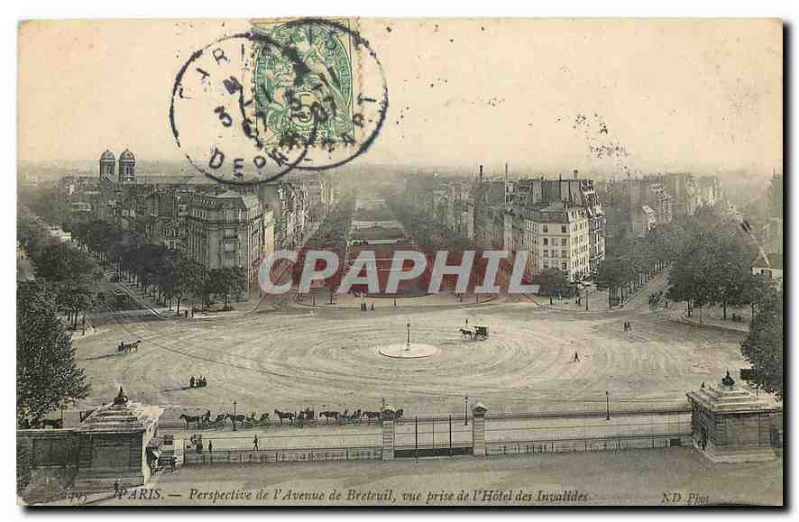 CPA Paris Perspective de l'Avenue de Breteuil vue prise de l'Hotel des Invalides 