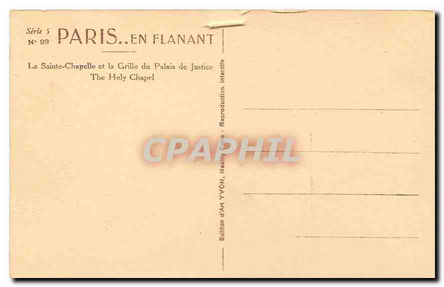 CPA Paris en Flanant la Sainte Chapelle et la Grille du Palais de Justice  — Verso