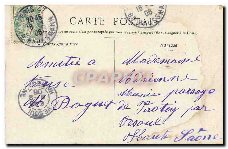CPA Paris Hotel de Ville  — Rückseite