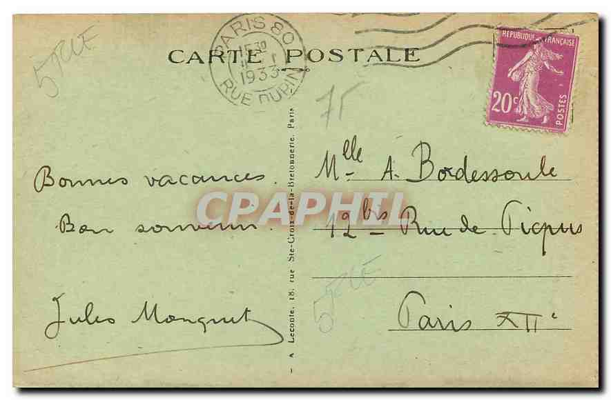 CPA Paris l'Arc de Triomphe et Tombeau du Soldat Inconnu  — Rückseite