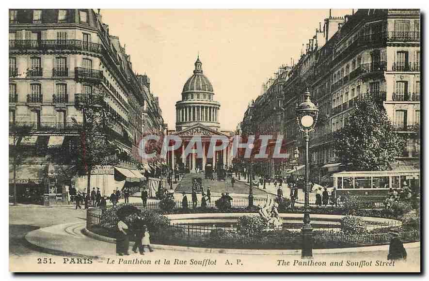 CPA Paris le Pantheon et la Rue Soufflot 