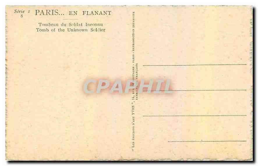 CPA Paris en Flanant Tombeau du Soldat Inconnu  — Rückseite