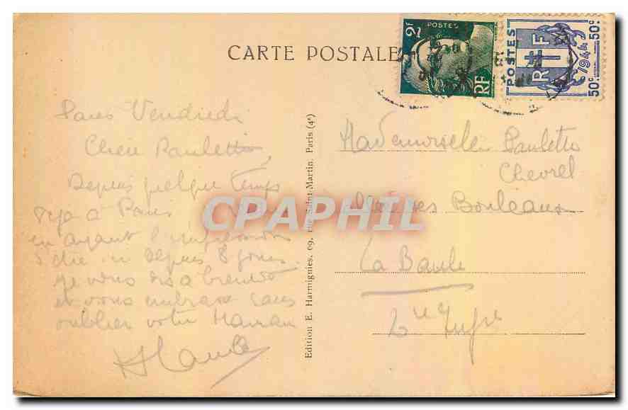 CPA Paris Place et Colonne Vendome  — Verso
