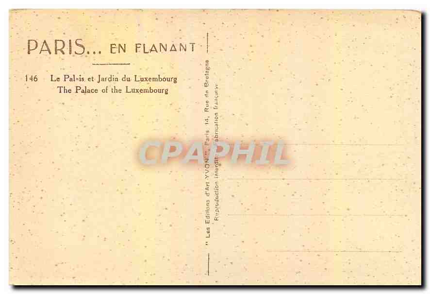 CPA Paris en Flanant le Palais et Jardin du Luxembourg  — Verso