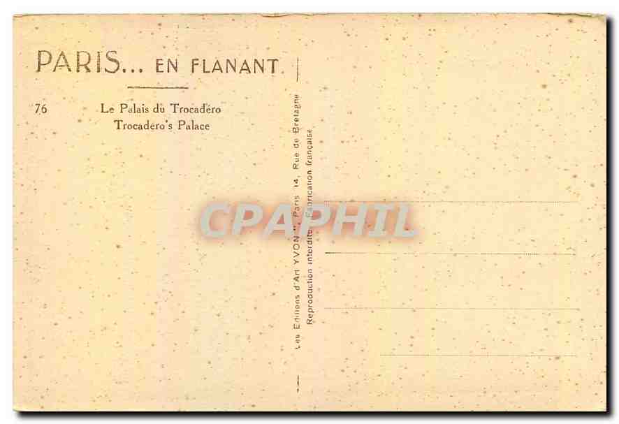 CPA Paris en Flanant le Palais du Trocadero  — Rückseite