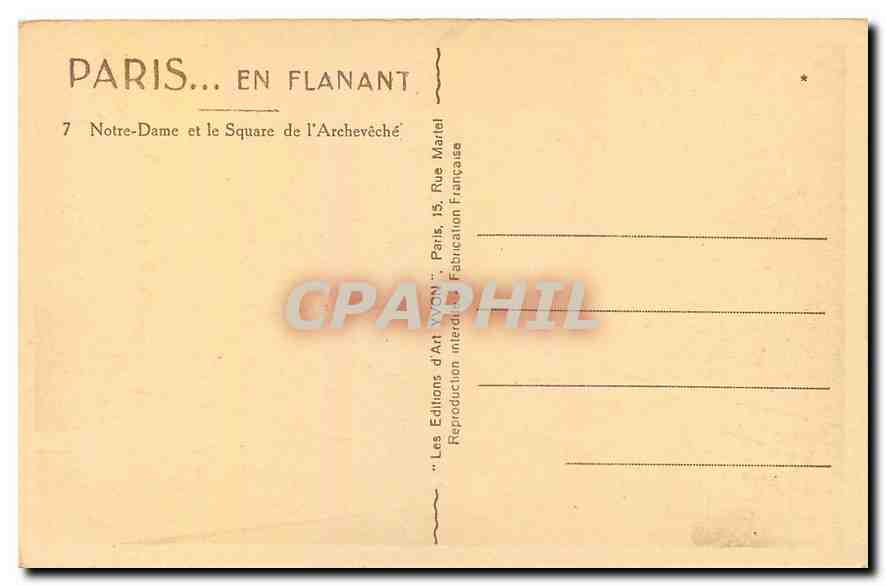 CPA Paris en Flanant Notre Dame et le Square de l'Archeveche  — Rückseite