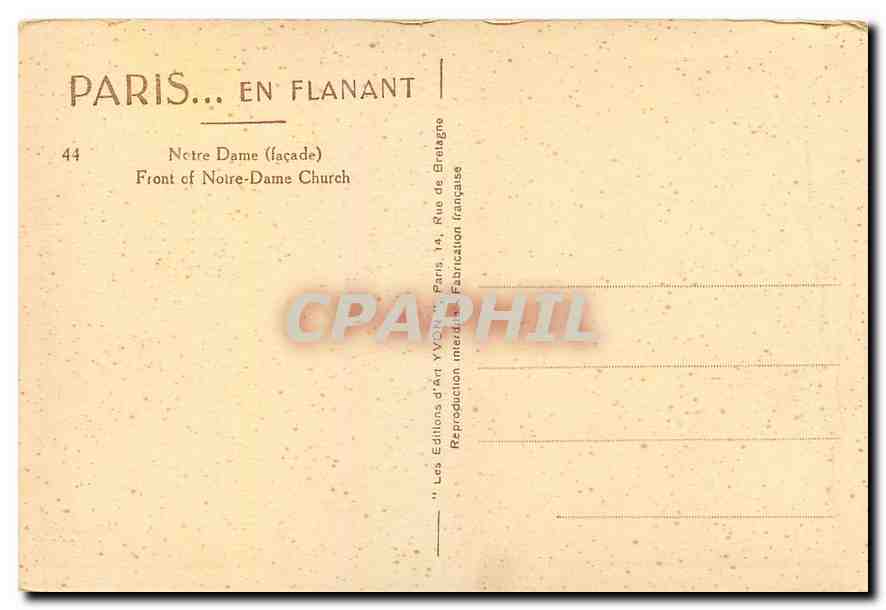 CPA Paris en Flanant Notre Dame Facade  — Rückseite