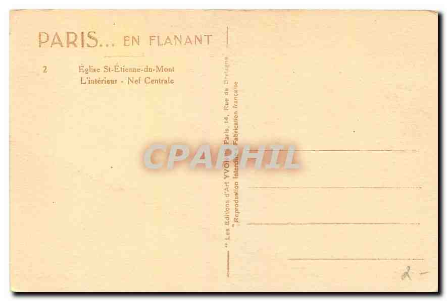 CPA Paris en Flanant Eglise St Etienne du Mont l'Interieur Nef Central  — Rückseite