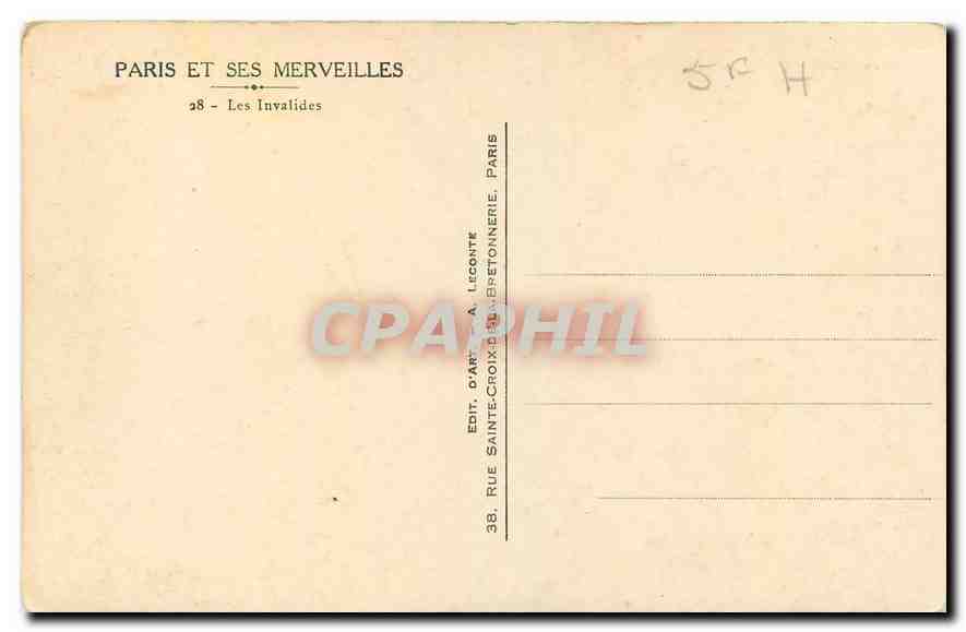 CPA Paris et ses Merveilles les Invalides  — Verso