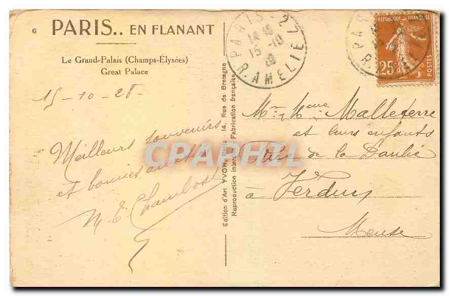 CPA Paris en Flanant le Grand Palais Champs Elysees  — Rückseite