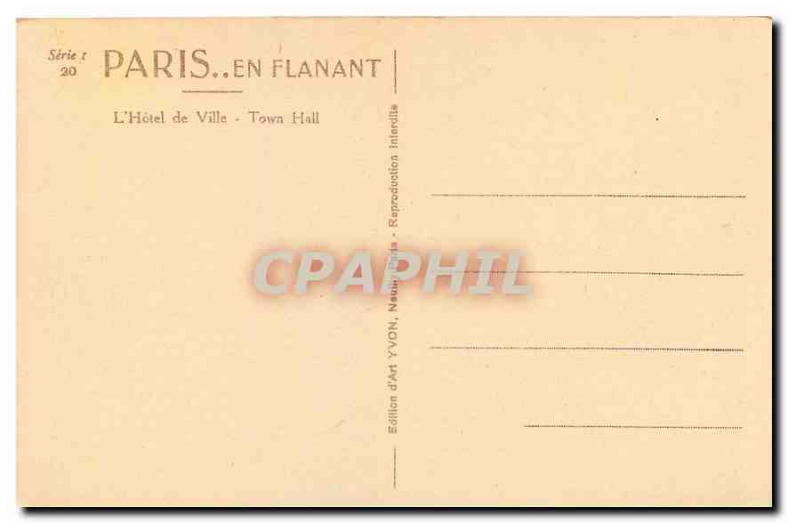 CPA Paris en Flanant l'Hotel de Ville  — Rückseite