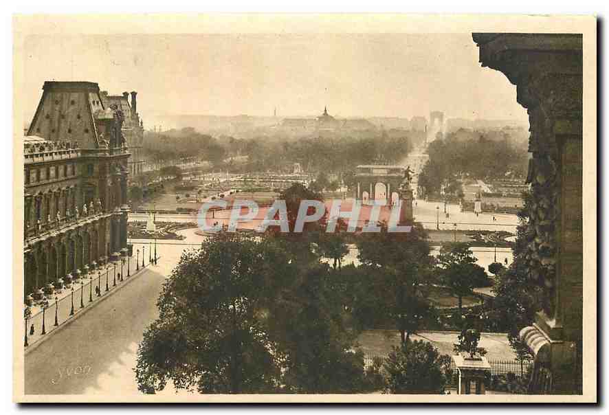CPA Paris en Flanant Perspective sur les Tuileries l'Avenue des Champs Elysees et l'Etoile 