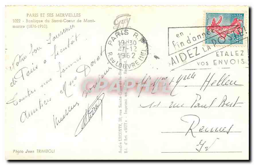 CPA Paris et ses Merveilles Basilique du Sacre Coeur de Mont Mortre 1876 1910  — Rückseite