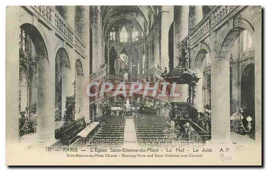 CPA Paris l'eglise Saint Etienne du Mont la Nef le Jube 