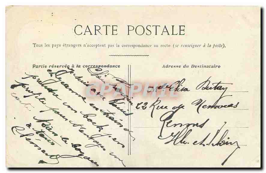 CPA Paris Rue Castiglione  — Verso