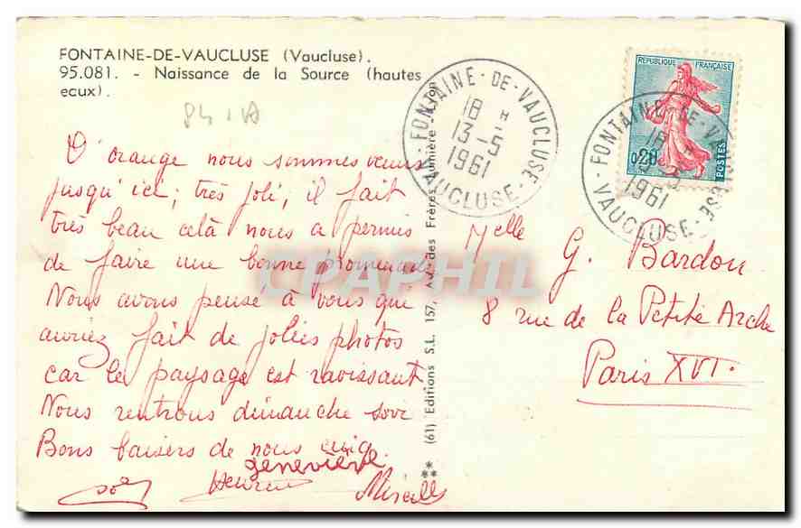 CPA Fontaine de Vaucluse Vaucluse Naissance de la Source Hautes Ecux  — Rückseite