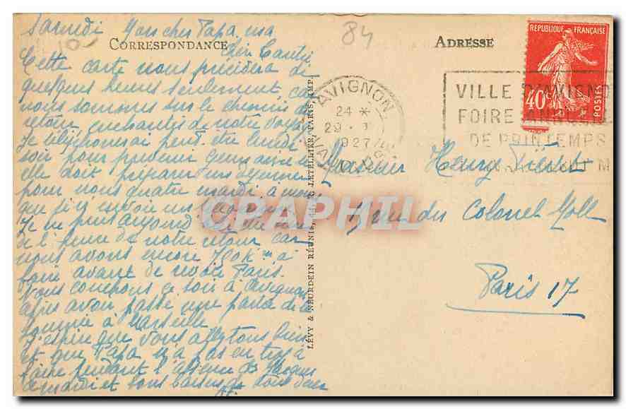CPA Avignon La Cathedrale et le Palais des Papes  — Verso