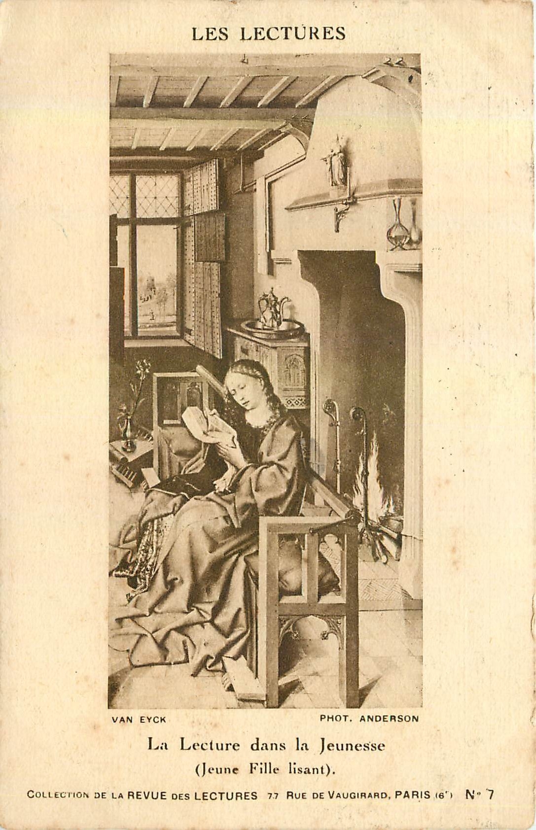 CPA Les Lectures Van Eyck La Lecture dans la Jeunesse Jeune Fille lisant 