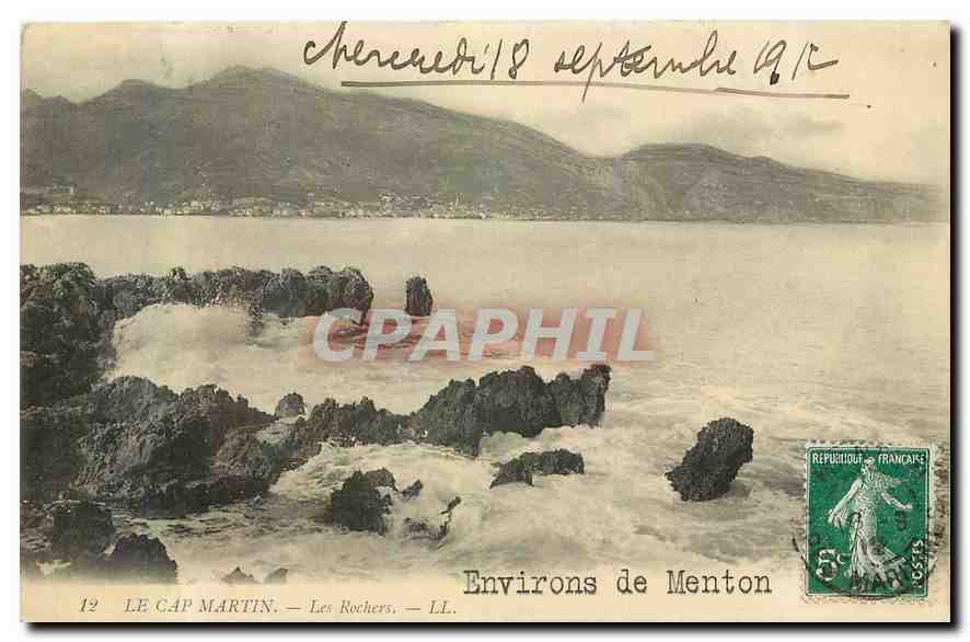 CPA Environs de Menton Le Cap Martin Les Rochers 