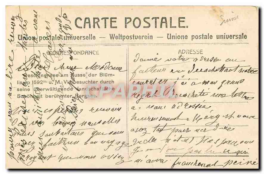 CPA Choolats Lindt & Sprungll Oeschinensee  — Rückseite