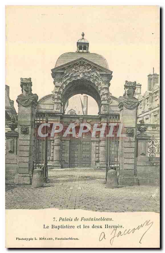 Palais de Fontainebleau — Le Baptistère et les deux Hermès — Phototypie L. MÉNARD, Fontainebleau
