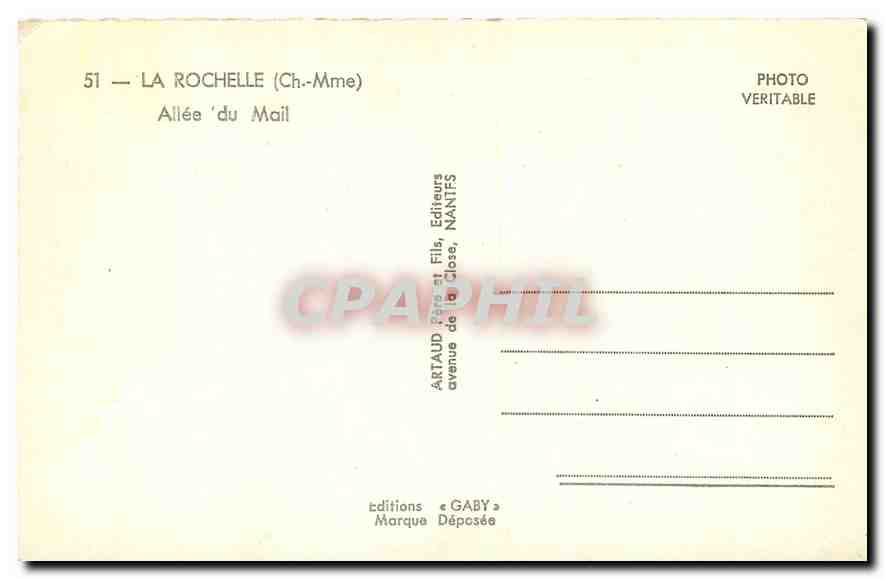 CPA La Rochelle Ch Mme Allee du Mail  — Verso