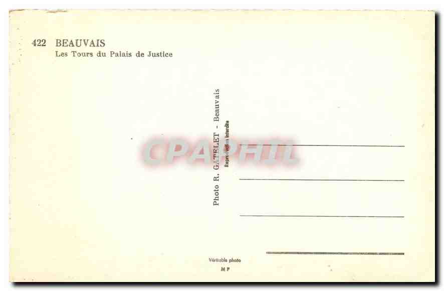 CPA Beauvais les tours du Palais de Justice  — Rückseite