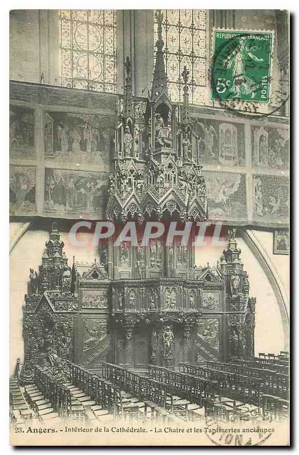 CPA Angers Interieur de la cathedrale La Chaire et les Tapisseries anciennes 