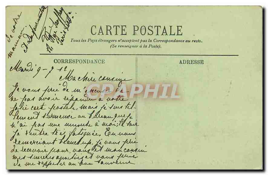 CPA Paris L'Arc de Triomphe du Carrousel  — Rückseite
