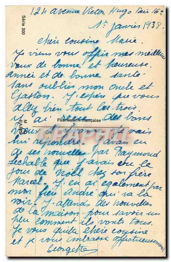 CPA Bonne Annee  — Verso