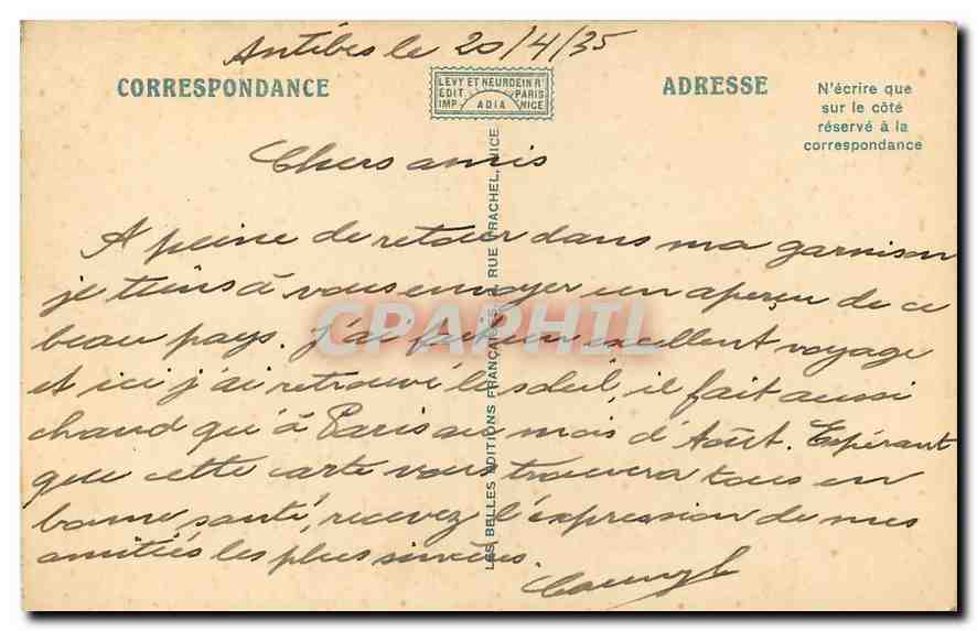 CPA Antibes et la Chaine des Alpes Neigeuses  — Rückseite