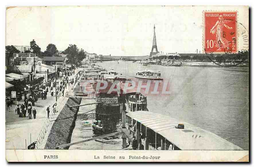 CPA Paris La Seine au Point du Jour Tour Eiffel