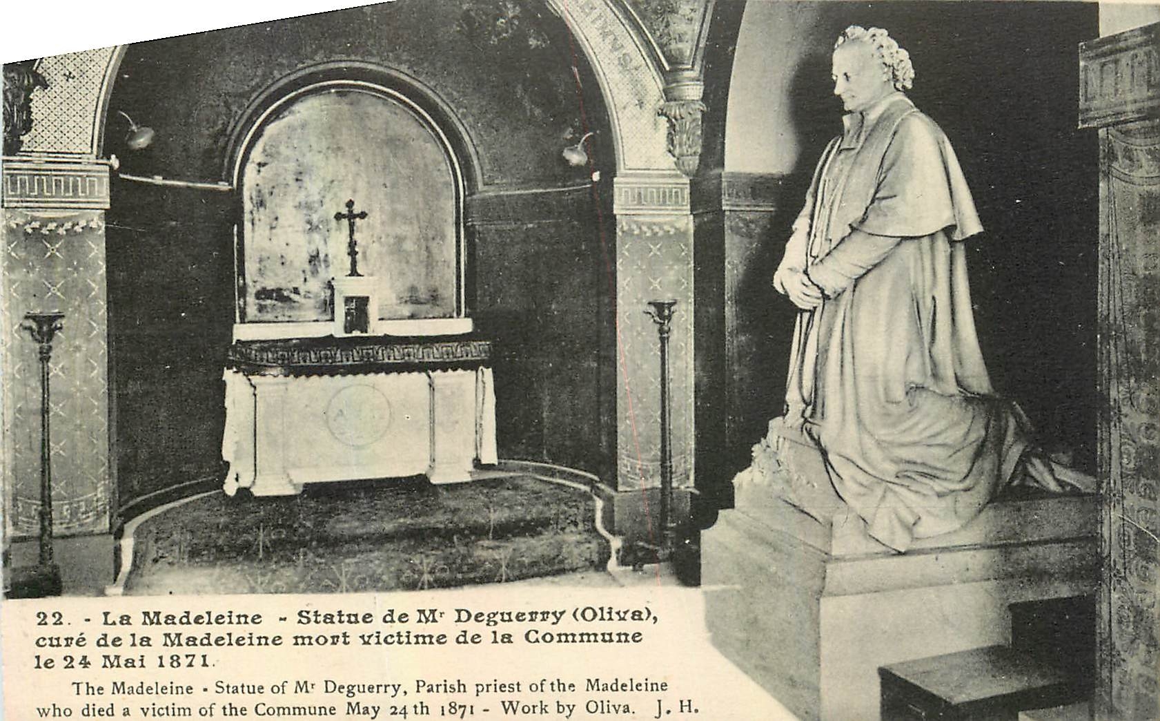 CPA La Madeleine Statue de M Deguerry Oliva cure de la Madeleine mort victime de la Commune 