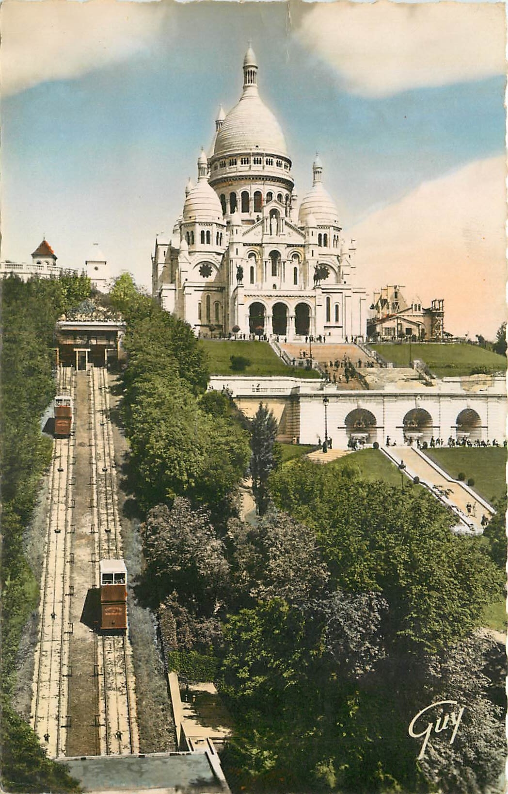 CPA Paris et ses merveilles Basilique du Sacre Coeur de Montmartre et le funiculaire 