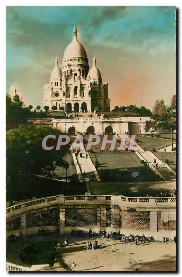 CPA Paris le Sacre Coeur et Square Saint Pierre 