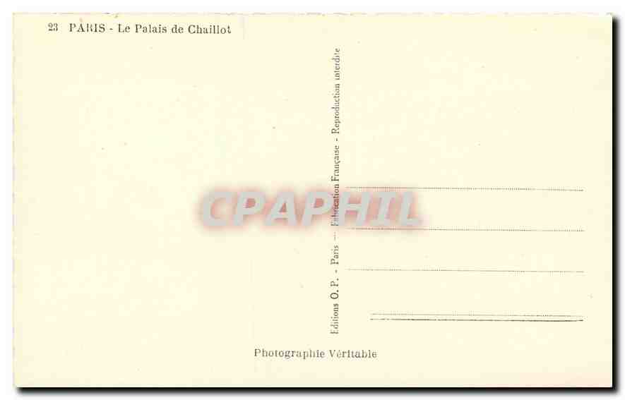 CPA Paris Le Palas de Chaillot  — Verso