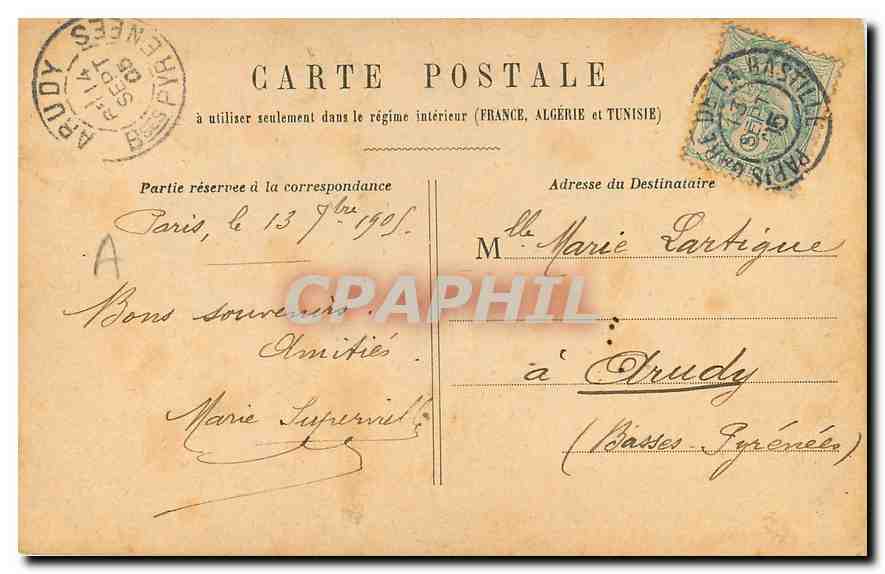 CPA Paris monument de Victor Hugo  — Rückseite